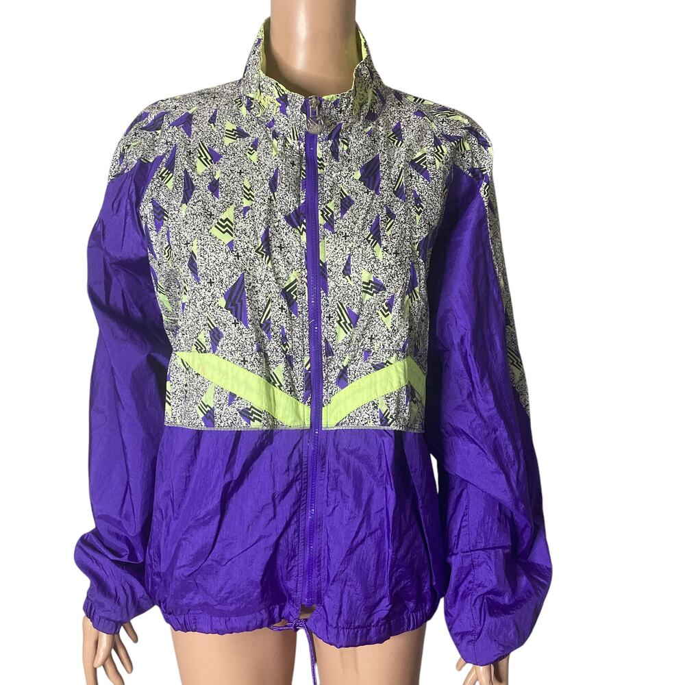 Vintage Asics Purple Track Windbreaker Jacket Womens Medium Purple